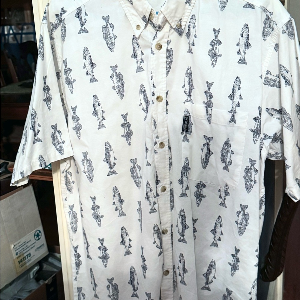 Men's White Fish Print Shirt